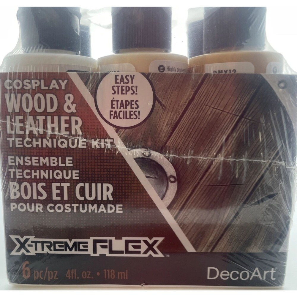 Paint - DecoArt - Cosplay Wood & Leather Technique Kit - 6pcs x 4oz (118ml)